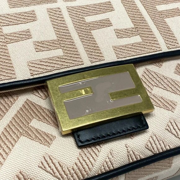 Auth FENDI Mamma Baguette/Zucca Pattern 8BR600 Pink Beige Black Jacquard Leather - Picture 14 of 16